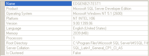 SQL Server 2005 version information