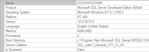 SQL Server 2008 version information
