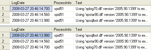 error log output