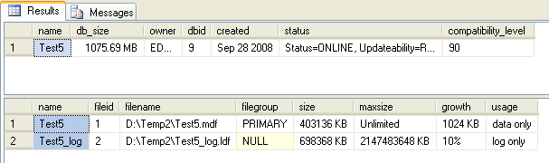 sp_helpdb output