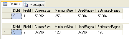 dbcc shrinkfile output