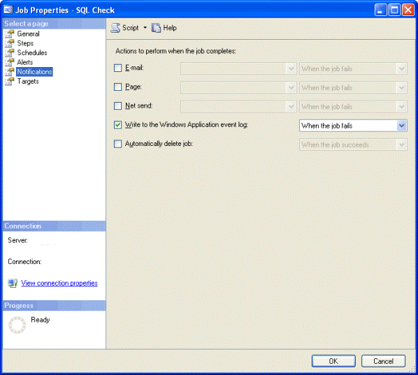 SQL Server Agent Monitoring Job Notifications Tab