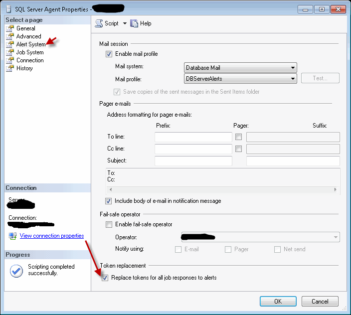 SQL Server Agent properties
