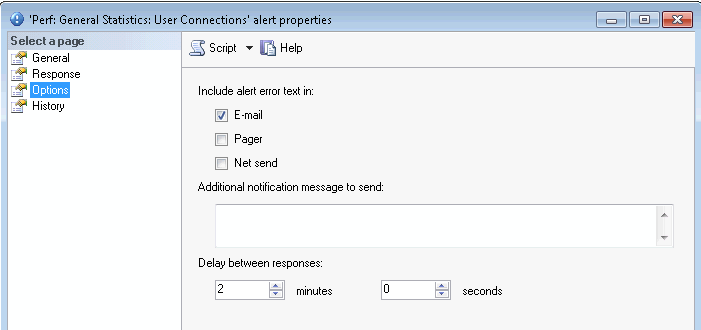 Alert setup