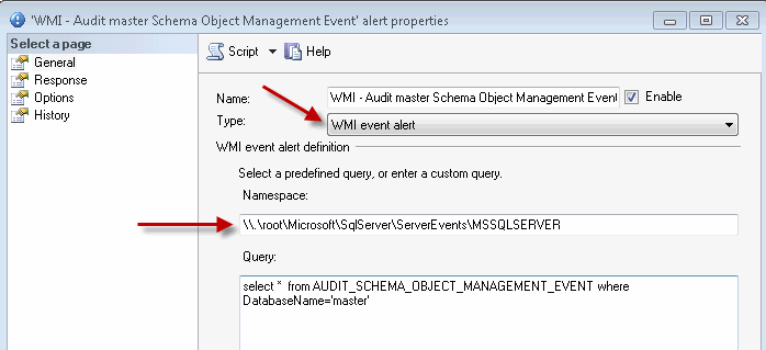 master DB object modification Alert setup