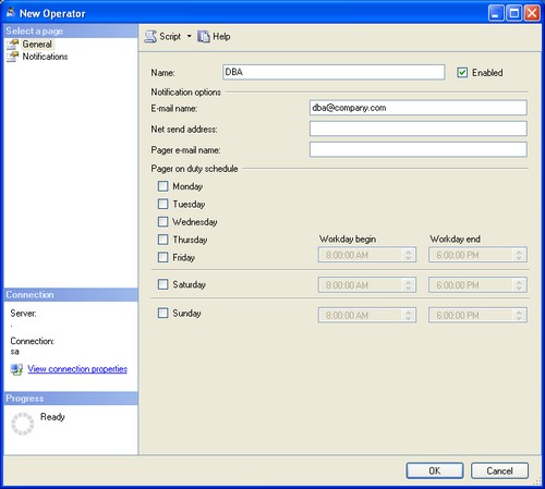 create new sql server operator