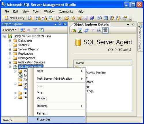 sql server agent properties