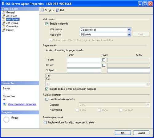 sql server agent properties