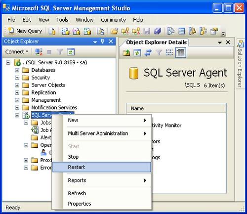 restart sql server agent