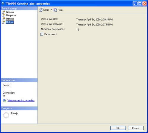 sql server alert history