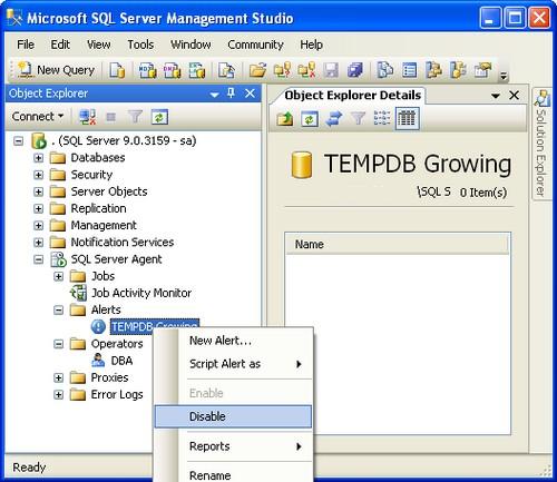 disable sql server alert
