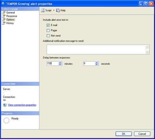 change sql server alert