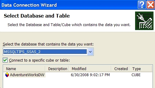 data connection wizard