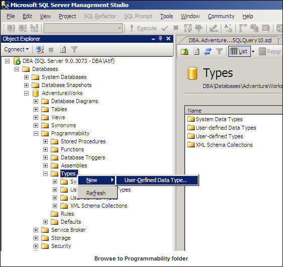 SSMS UserDefinedDataType 1