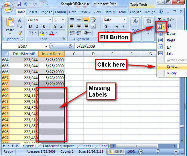 sample size excel