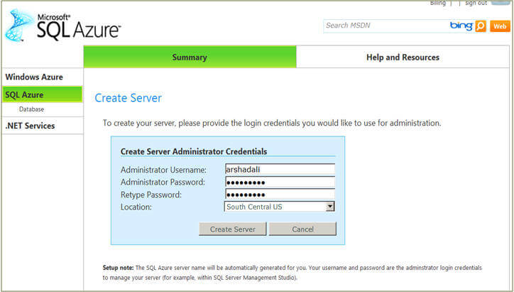 sql azure