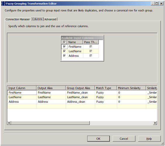 fuzzy grouping transformation editor