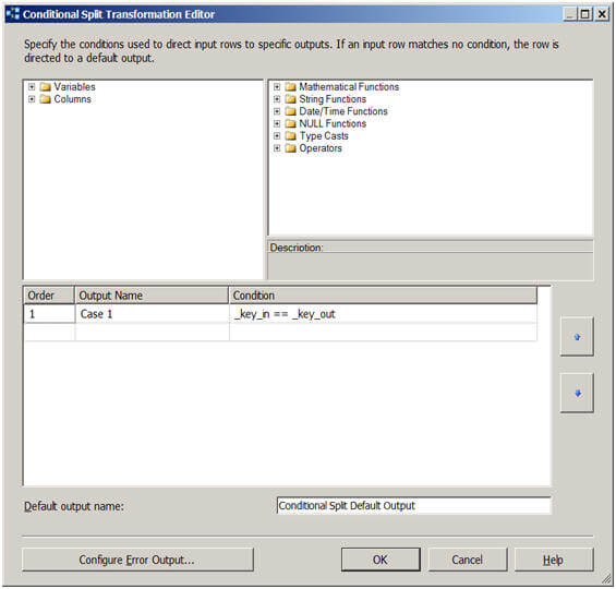 conditional split transformation editor