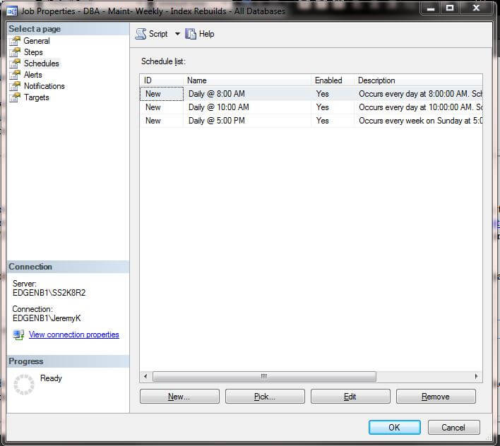one sql server agent job can have multipule schedules