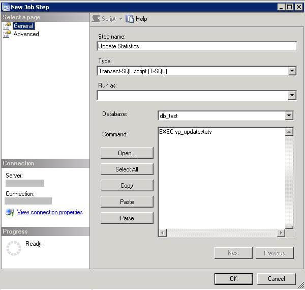 the command type is t-sql script