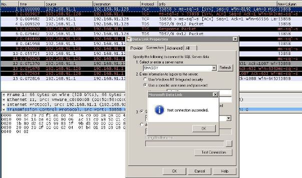 test to make sure the filter will capture the traffic for my sql server instance