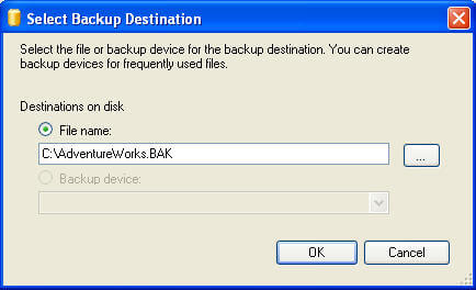 enter backup destination