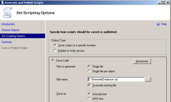 Set Scripting Options