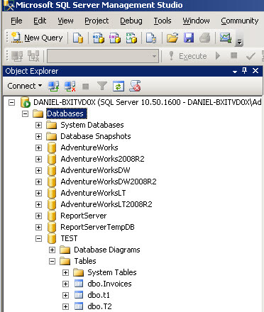Verify the database created