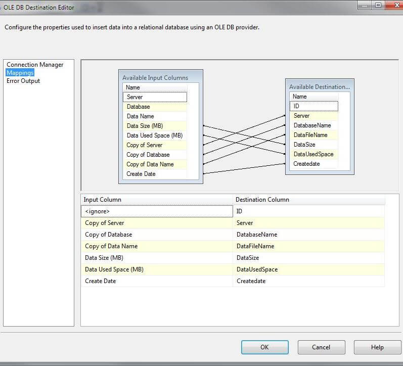 OLE DB Destination Editor