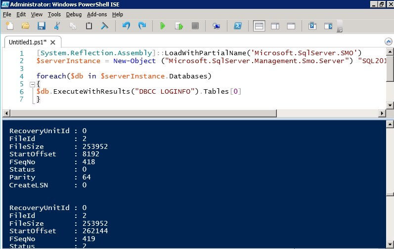 Check SQL Server Virtual Log Files Using PowerShell