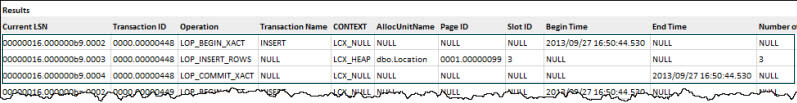 Output of DML cmd in t-log file