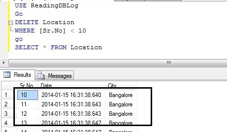 Delete rows from the table'location'