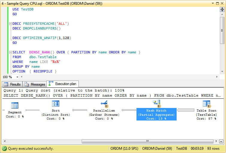 Sample Query Execution Plan with 128 CPUs