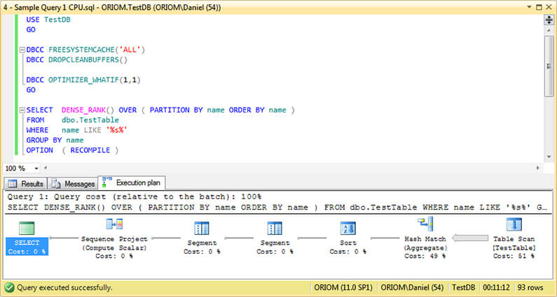 Sample Query Execution Plan with 1 CPU