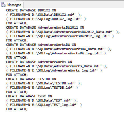 How to use DBCC CHECKPRIMARYFILE to attach several databases in just a few seconds