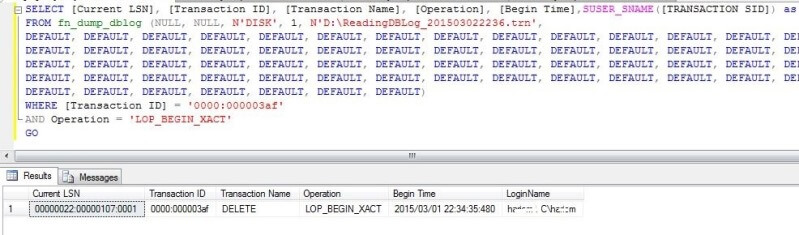 Get login id who ran delete statment. 