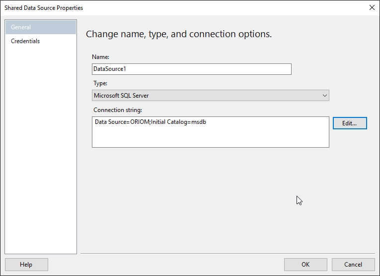 Create a shared data source named DataSource1.