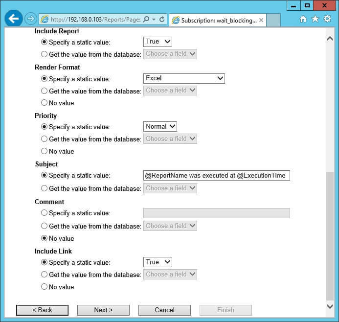 Screen capture of step 4 of the New Data-Driven Subscription wizard.