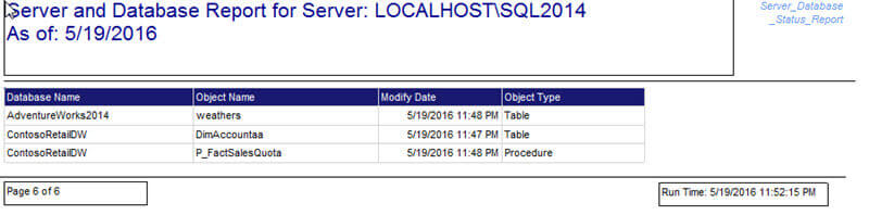 object changed report