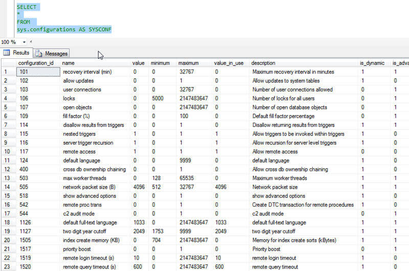 sys config