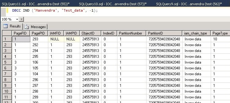 DBCC IND to check where a table is stored