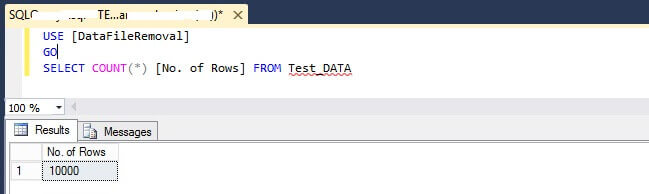 Check row counts post data file removal