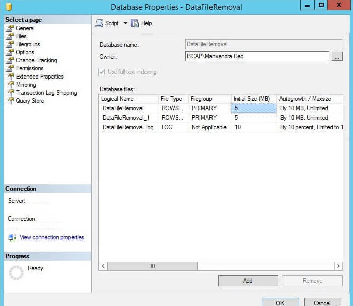 Validate SQL Server data file is removed in SQL Server Management Studio