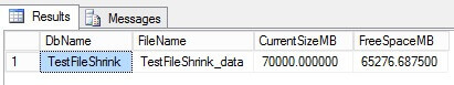 SQL Server Free Space after Database File Size Change