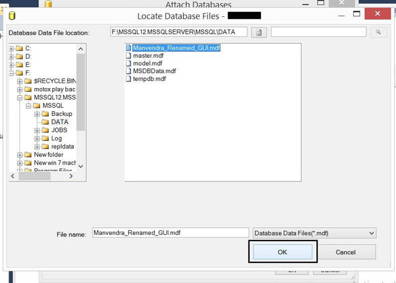 attach mdf file