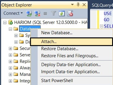 Attaching.. database