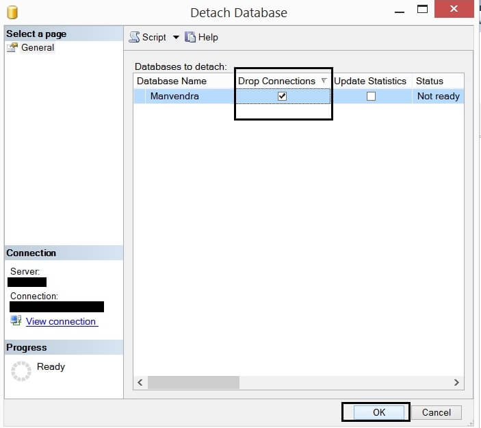 detach the database