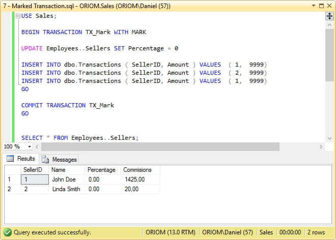 Marked Transaction with bogus code.