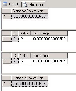 when we update the row, we can see that the value in the "LastChange" column for that row has changed