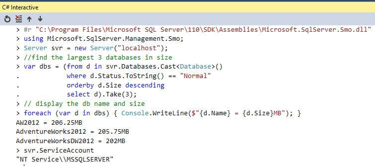 C# interactive code 2